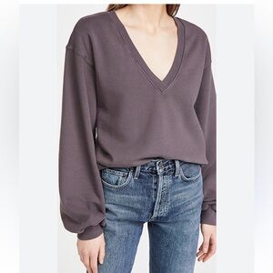 BOGO! Agolde Low V-Neck Balloon Sleeve Sweatshirt Grapevine Gray Size Medium